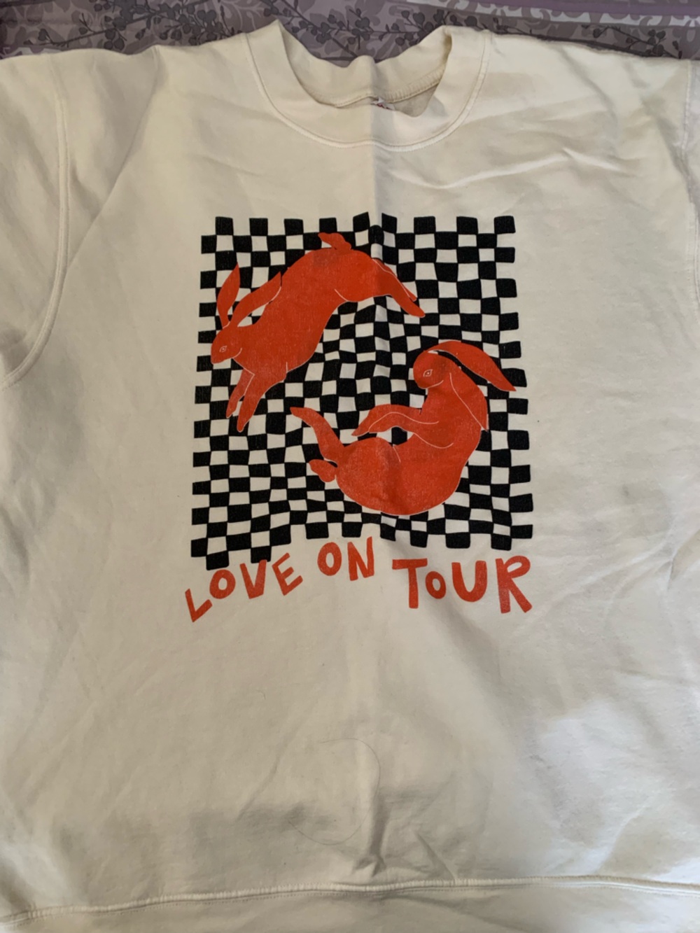 Harry styles love on tour merch white with Orange and Checkerboard